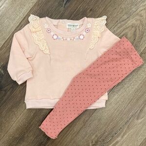 Rabbit + Bear 2 Piece Set Matching Sweatshirt Pants Outfit Organic Cotton 6-9m